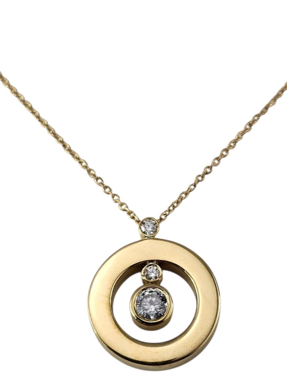 Roberto Coin 18K Yellow Gold Diamond Cento "O" Drop Pendant Necklace #25401